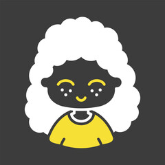 Woman girl with curly hairstyle vector icon