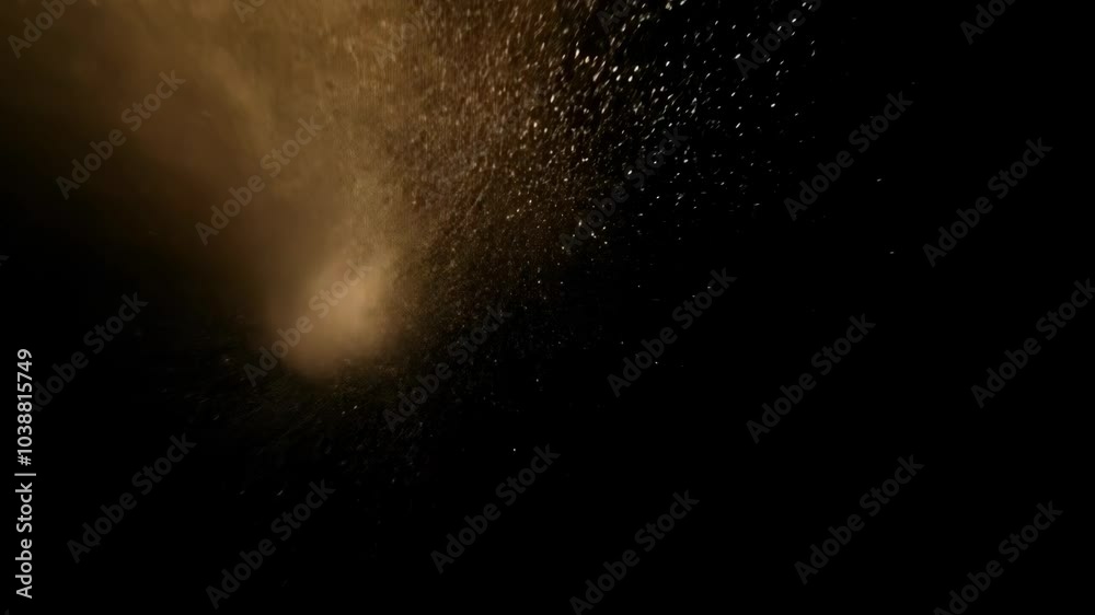 Poster Abstract dynamic cloud of dust particles dispersing against black background in explosion