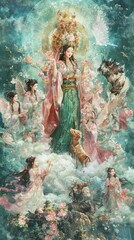 Heavenly Mother Tianhou Surrounded by Ethereal Beings