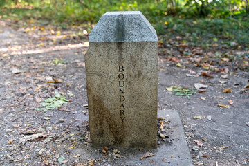 Boundary stone, marking the state boundary for Maryland and Washington DC - district of columbia