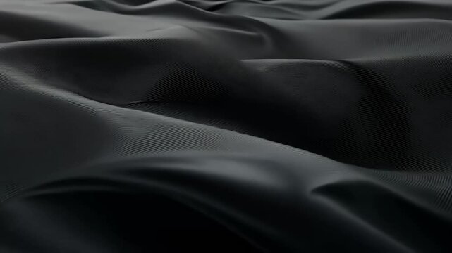 elegant 4K animation wave black fabric background featuring ripples folds that create texture waving cloth seamlessly looping stunning visual effect clothes flag three dimensional