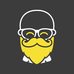 Bald beard man in glasses vector icon