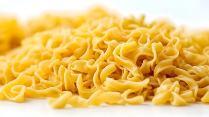 Assortment of Freshly Prepared Pasta Noodle Varieties Against a White Background