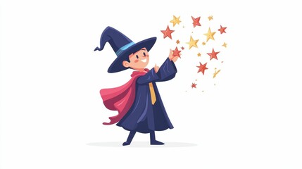 Illustration for a magician pulling stars from a hat