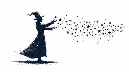 Illustration for a magician pulling stars from a hat