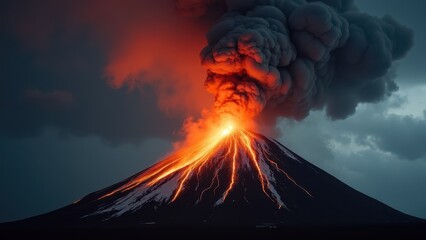 Fototapeta premium Dramatic Volcanic Eruption with Lava and Ash Clouds