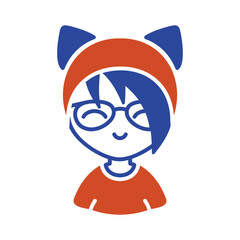 Girl with glasses and ears vector icon