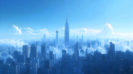 Obraz premium Iconic Metropolis with Towering Skyscrapers in a Thriving Urban Landscape