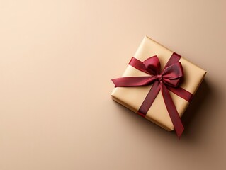 Holiday gift wrapping with gold paper and red bows, warm and cheerful atmosphere, flat design illustration