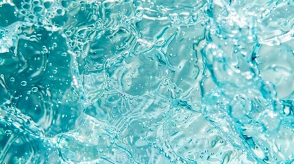 Fototapeta premium Abstract close-up of turquoise water with bubbles and ripples. Concept of freshness, fluidity, and purity of water. Background. Texture. Copy space