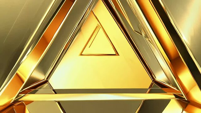 abstract 3D animation realistic looping pattern shiny solid golden metallic triangles rendered ultrahigh definition mesmerizing motion background creative projects three dimensional