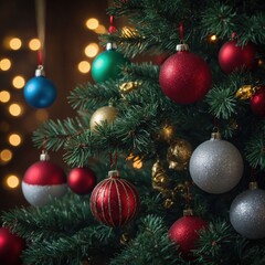 Fototapeta premium Cheerful decorations enhance the tree