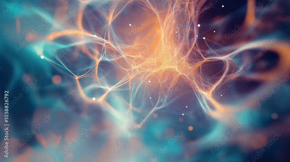 Poster a beauty futuristic abstract background in a high-tech style. shining lines and patterns resembling 