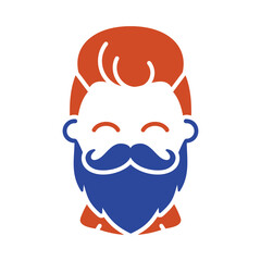 Bearded man's face vector icon. Hipster character