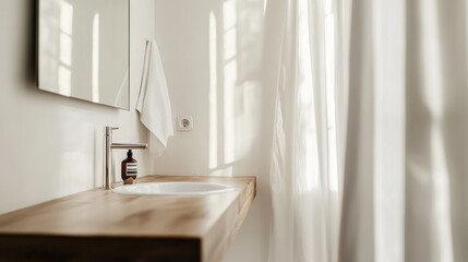 Minimalist Bathroom Interior with Sunlight