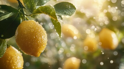Fresh lemons Sukkot banner composition background 