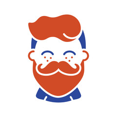 Bearded man's face vector icon. Hipster character