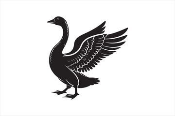 Goose silhouette  vector illustration, Goose silhouette bundle 