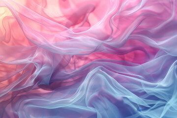 A colorful, flowing piece of fabric with a pink and blue hue