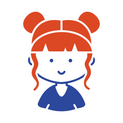 Cute female head with pretty fashion hairdo icon