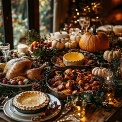 Traditional Thanksgiving feast dishes