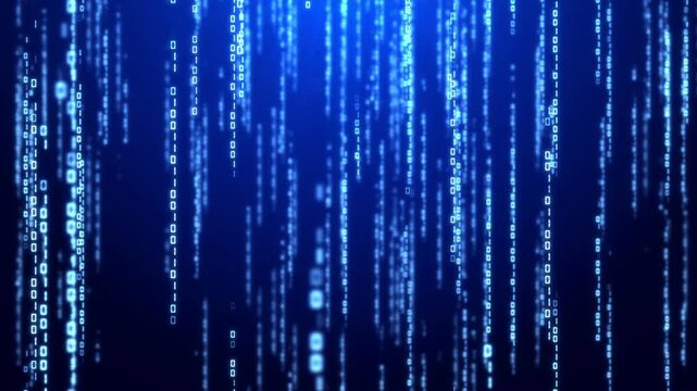 Binary code falling technology background for website 