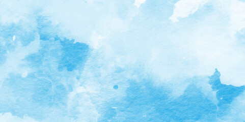 Pastel blue paper texture pattern background with space,This watercolor design with watercolor texture on white background,Artistic blue watercolor splash,Bright painted sky blue watercolor background