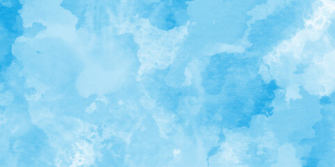 Pastel blue paper texture pattern background with space,This watercolor design with watercolor texture on white background,Artistic blue watercolor splash,Bright painted sky blue watercolor background