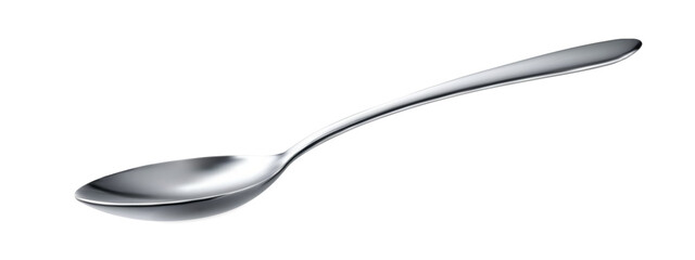 Realistic metal dessert spoon. 3D silver teaspoon isolated on white background.table utensils.vector illustration