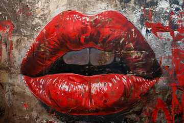 red lips with lipstick