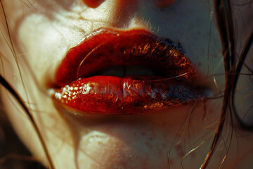 close up of a female lips