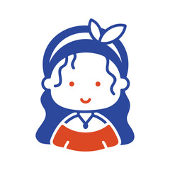 Woman girl with long straight hair vector icon