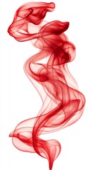 Abstract red smoke swirling against a white background.