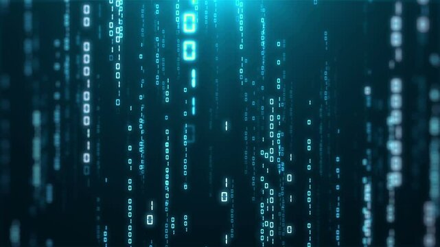 Code digital background with binary code falling looped for technology 
