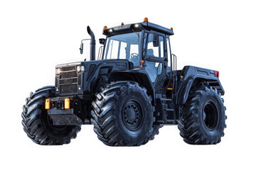 Black Skid-Steer Loader isolated on transparent background, png file, no background png file