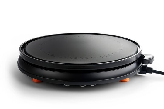 Electric crepe maker with non-stick surface isolated on white background