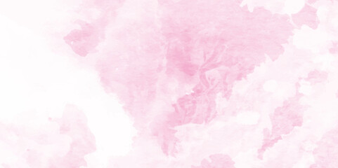 Fototapeta premium Pink watercolor stain on white with a soft transition.Grunge background frame Soft pink watercolor background,poster, banner and cover design. Hand drawn flower illustration for Valentines Day.