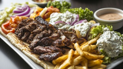A tantalizing gyro platter with options like lamb, chicken, and falafel