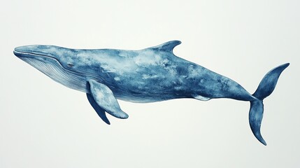 Fototapeta premium A majestic blue whale gliding gracefully through the ocean depths near the coast under a clear sky