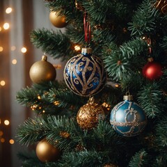 Fototapeta premium Cheerful ornaments enhance the beauty of the tree