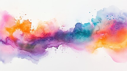 Fototapeta premium Vibrant rainbow watercolor splash on a white background showcasing artistic creativity and a blend of colors