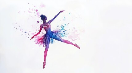 A graceful dancer in a vibrant tutu strikes an elegant pose showcasing movement and artistry