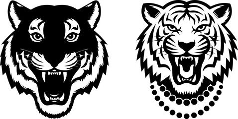 Tiger icon vector black and white concept