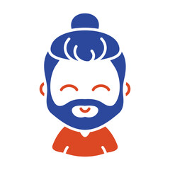 Man with beard and long hair vector icon
