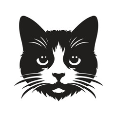cat face silhouette vector with white background eps