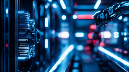 Futuristic Industrial Machinery: Close-Up of Mechanical Complexity