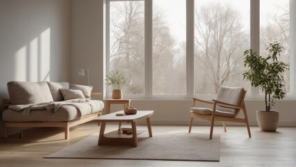 Fototapeta premium Minimalist Scandinavian Interior Design