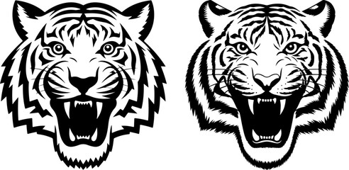 Tiger icon vector black and white concept