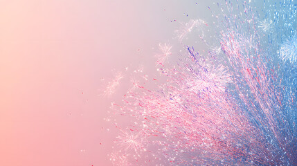 Fototapeta premium Soft Fireworks in Pastel Sky. Celebration Mood. 