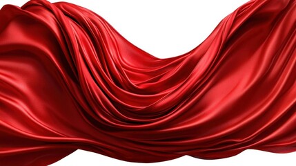 A photostock images of flowing red fabric in motion, isolated on white background, High Quality